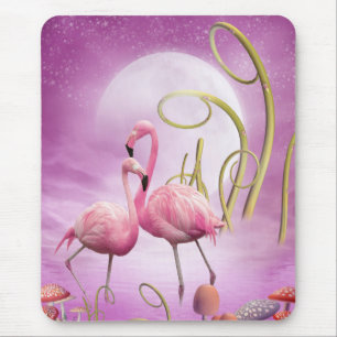 Tapis De Souris Flamants roses roses lunatiques Mousepad
