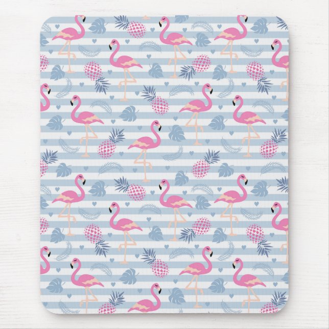 Tapis De Souris Flamingo Mousepad - Rose et Bleu (Devant)