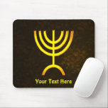 Tapis De Souris Flamme de Menorah<br><div class="desc">Un rendu numérique de la menorah juive à sept branches (hébreu : מְ וֹ נ רָ ‎). Customisez en ajoutant votre propre texte. La menorah à sept branches, utilisée dans le sanctuaire portatif mis en place par Moïse dans le désert et plus tard dans le Temple de Jérusalem, est un...</div>