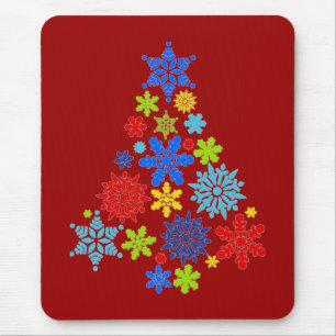 Tapis De Souris Flammes de neige Arbre de Noël Mousepad