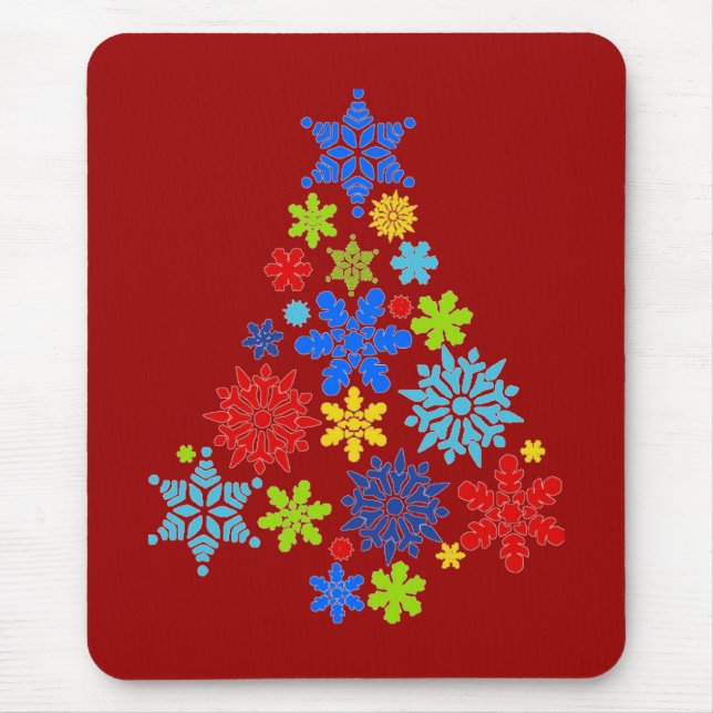 Tapis De Souris Flammes de neige Arbre de Noël Mousepad (Devant)