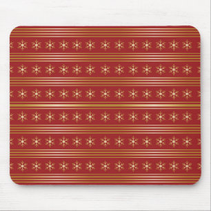 Tapis De Souris Flammes de neige en or sur le motif de Noël rouge