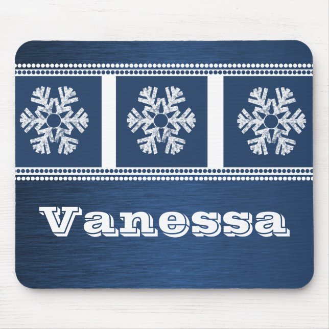 Tapis De Souris Flammes de neige modernes Mousepad, Royal Blue (Devant)