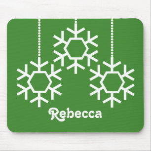 Tapis De Souris Flammes De Neige Tombant Mousepad, Vert Éblouissan