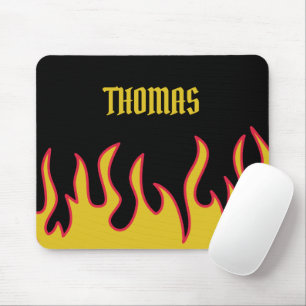 Tapis De Souris Flammes Jaune, Rouge et Noir Personnalisées