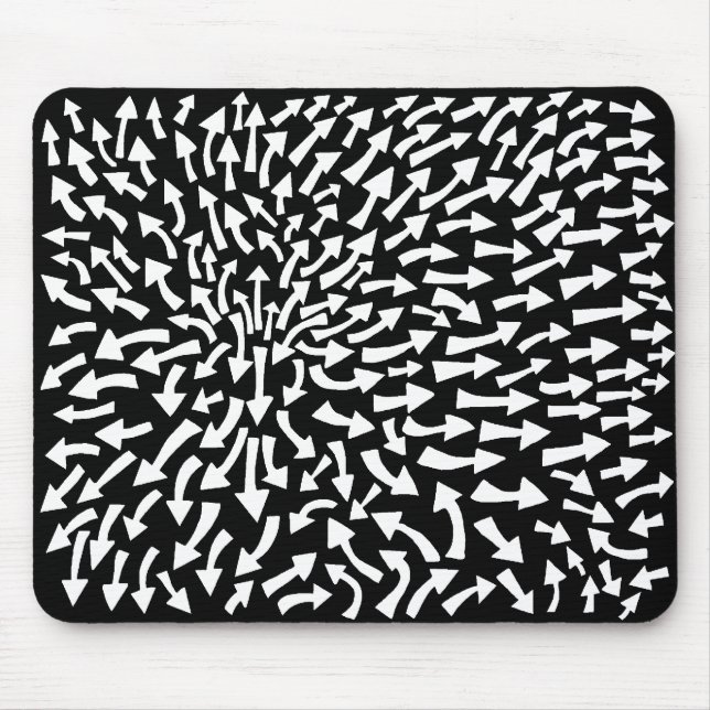 Tapis De Souris Flèches - Blanc sur Noir (Devant)