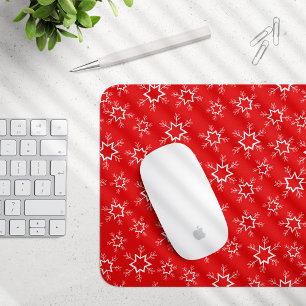 Tapis De Souris Flèches de neige, Flakes rouges et blancs, Neige
