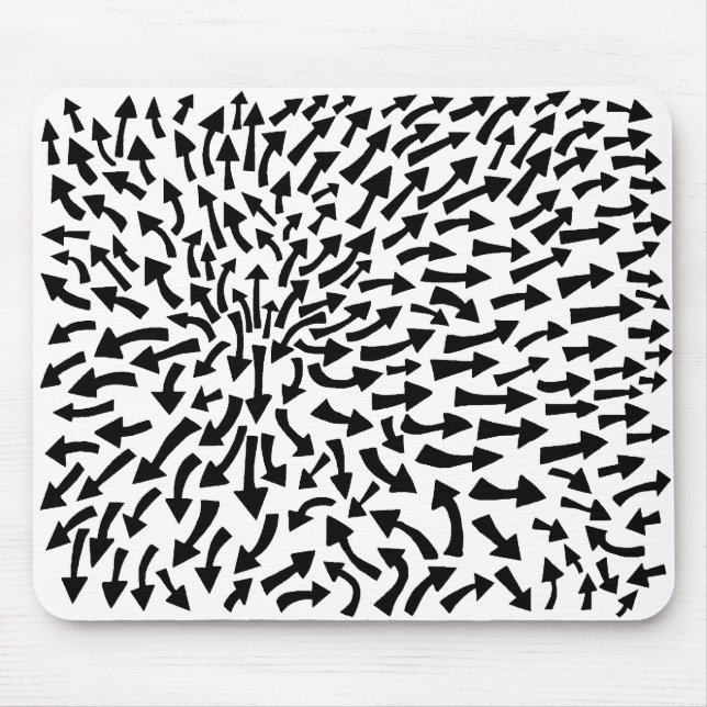 Tapis De Souris Flèches - Noir sur Blanc (Devant)