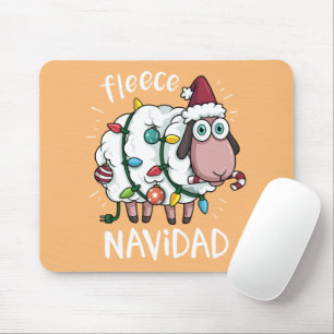 Tapis De Souris Fleece Feliz Navidad Funny Cute Sheep Christmas