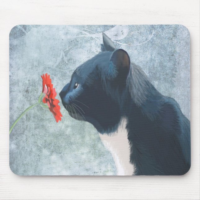 Tapis De Souris Fleur à souder de chats noirs (Devant)