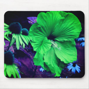 Tapis De Souris Fleur Abstraite d'Hibiscus vert
