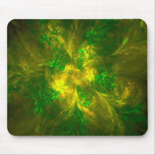 Tapis De Souris Fleur Abstraite Motifs Jaune Et Vert