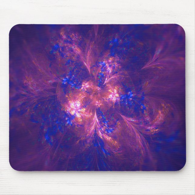 Tapis De Souris Fleur Abstraite Violet Et Mélange Bleu Vive (Devant)