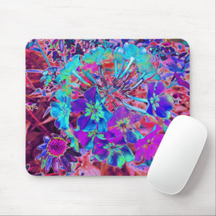 Tapis De Souris Fleur abstraite violette et bleue en fleurs