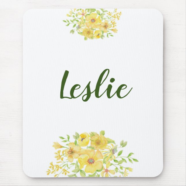 Tapis De Souris Fleur aquarelle jaune (Devant)