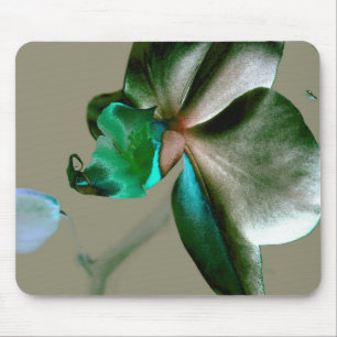 Tapis De Souris Fleur artistique en tons bleus, verts et gris