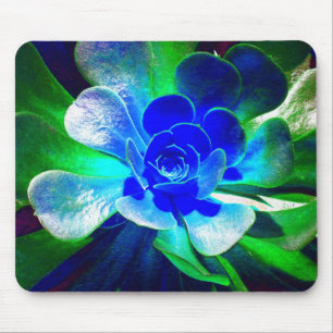 Tapis De Souris Fleur bleue et verte d'amusement d'art