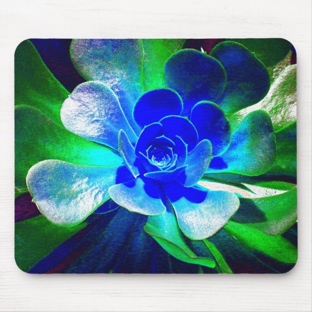 Tapis De Souris Fleur bleue et verte d'amusement d'art (Devant)