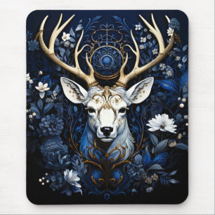 Tapis De Souris Fleur céleste gothique de cerf de minuit 