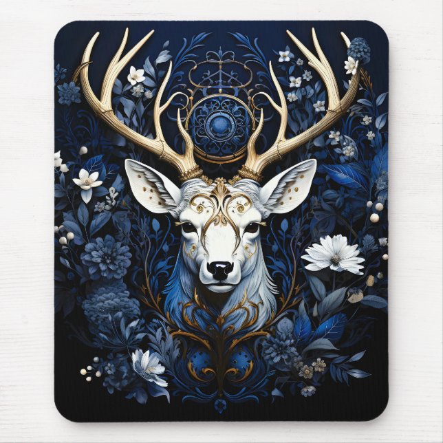 Tapis De Souris Fleur céleste gothique de cerf de minuit  (Devant)