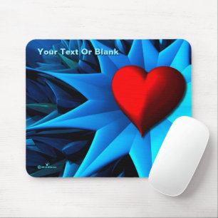 Tapis De Souris Fleur coeur bleu fractal