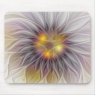 Tapis De Souris Fleur colorée lumineuse, fractale moderne abstrait
