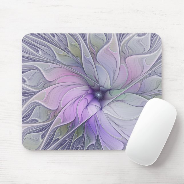Tapis De Souris Fleur d'art fractal abstrait moderne de beauté épo (Avec souris)
