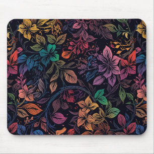 Tapis De Souris Fleur de arc-en-ciel coloré vintage 