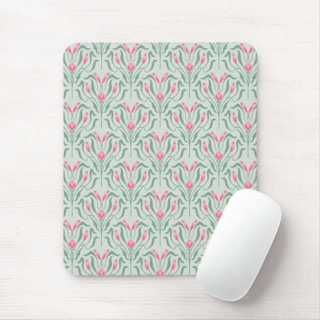 Tapis De Souris Fleur de Bourgeon Rose Fluide  (Avec souris)