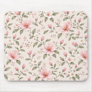 Tapis De Souris Fleur de cerisier rose tendre motif floral sans co