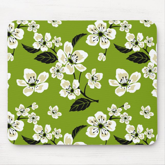 TAPIS DE SOURIS FLEUR DE CERISIER - SAKURA (THÉ VERT MATCHA) (Devant)