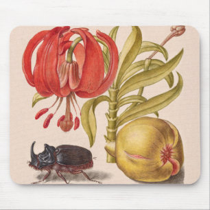Tapis De Souris Fleur de grenade, Fruit et Rhinoceros Beetle