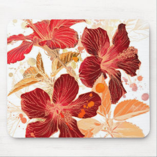 Tapis De Souris Fleur de ketmie - peinture 2 d'aquarelle