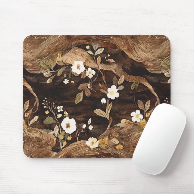 Tapis De Souris Fleur de l'Arbre Brun (Avec souris)