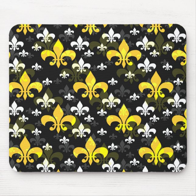 Tapis De Souris Fleur De Lis Blanc Jaune (Devant)