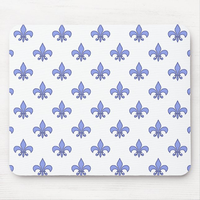 Tapis De Souris Fleur-De-lis motif bleu Mousepad (Devant)