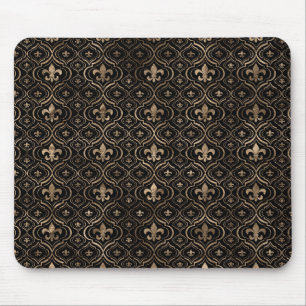 Tapis De Souris Fleur de lis motif noir et or