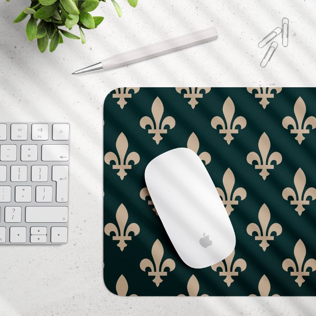 Tapis De Souris Fleur de Lis Motif, Royal French Creative on Green (Créateur téléchargé)
