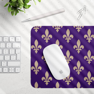 Tapis De Souris Fleur de Lis Motif, Royal French Creative on Purpl