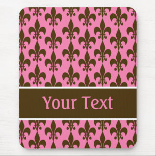 Tapis De Souris Fleur de Lis Mousepad personnalisé par brun rose