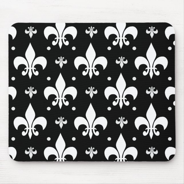 Tapis De Souris Fleur de lis noir design Motif (Devant)