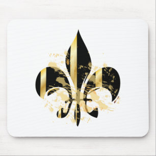 Tapis De Souris Fleur de Lis noir et or