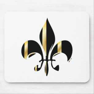 Tapis De Souris Fleur de Lis noir et or