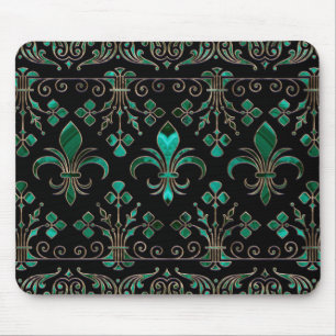 Tapis De Souris Fleur de lis ornement Malachite Vert