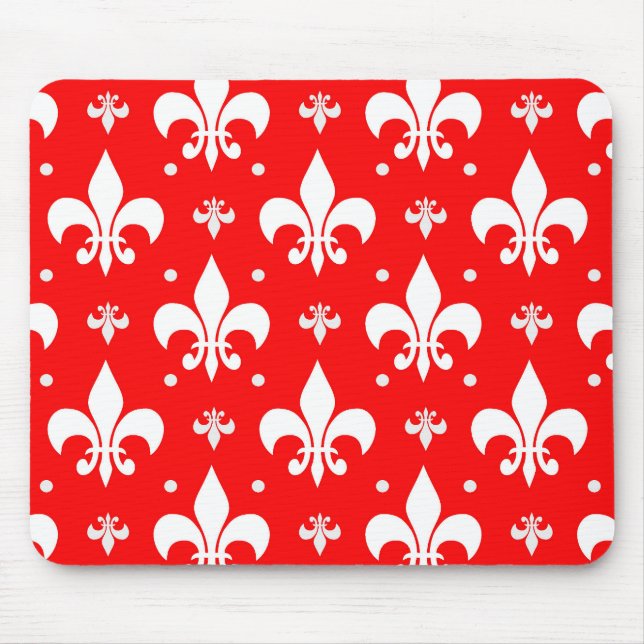 Tapis De Souris Fleur de lis rouge Motif (Devant)