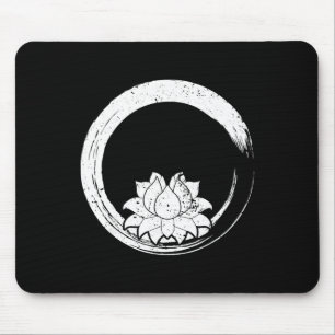 Tapis De Souris Fleur de lotus blanche vintage avec cercle Zen