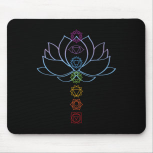 Tapis De Souris Fleur de Lotus Chakras Alignés Yoga Zen Spirituel
