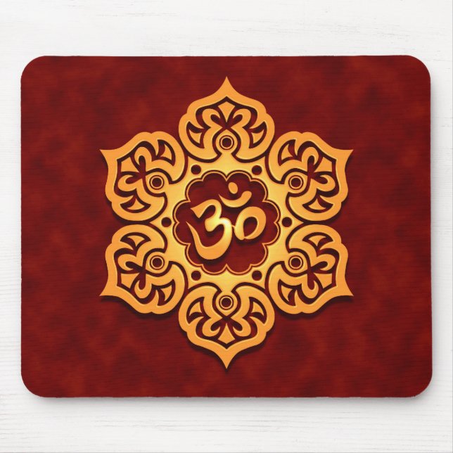 Tapis De Souris Fleur de Lotus rouge d'or OM (Devant)