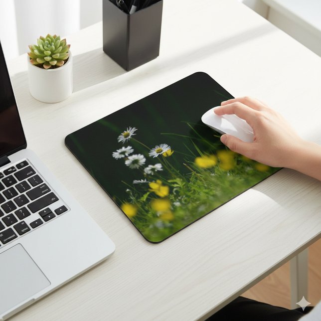 Tapis de souris fleur de marguerite accrocheur pou (Eye Catching Daisy Flower Mouse Pad for Office Comfort)