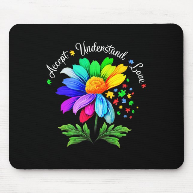 Tapis De Souris Fleur de marguerite de sensibilisation à l'autisme (Devant)